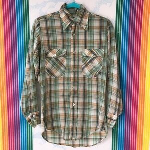 VINTAGE LEVIS 70s 80s plaid western button front shirt trendy small medium